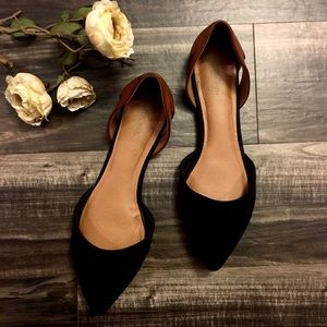 MERONA Black/Brown Pointed Flats